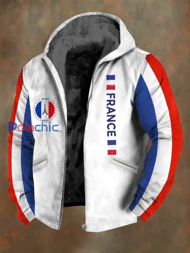 Manteau De Veste Décontracté Rétro Imprimé Français As picture / S