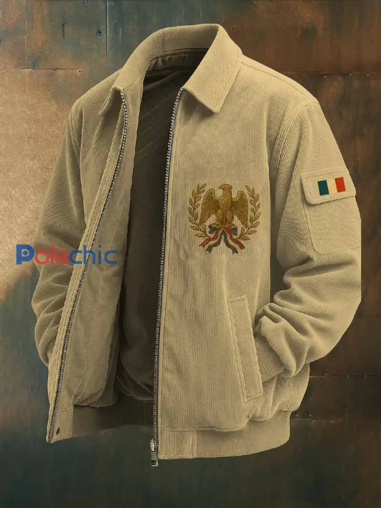 Manteau de veste décontracté vintage à imprimé français comme image / S