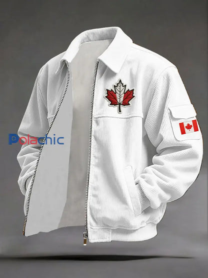 Manteau décontracté imprimé CANADA pour homme Blanc / S