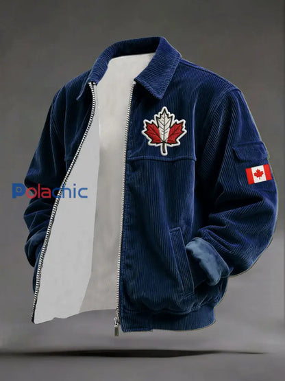 Manteau décontracté imprimé CANADA pour homme Bleu Marine / S