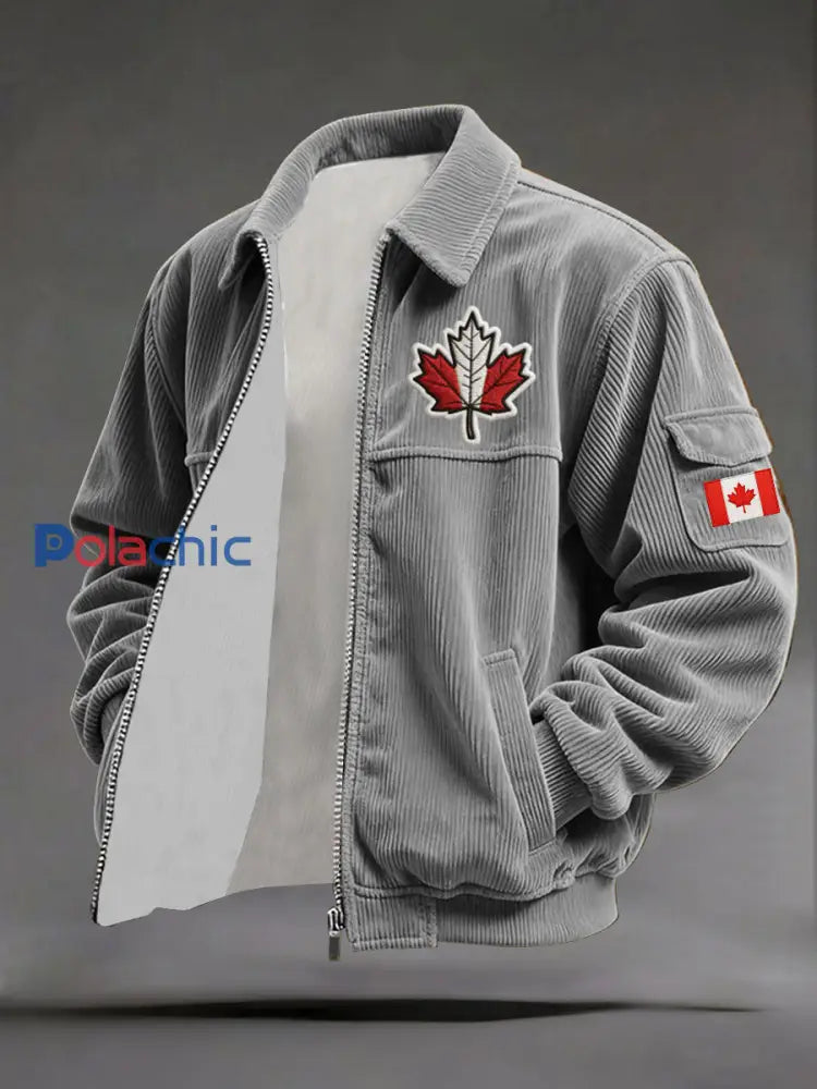 Manteau décontracté imprimé CANADA pour homme Gris / S