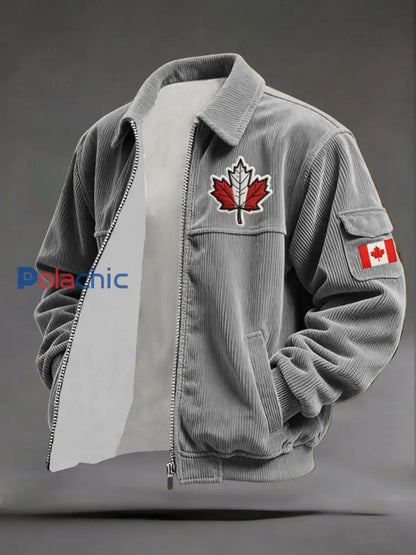 Manteau décontracté imprimé CANADA pour homme Gris / S