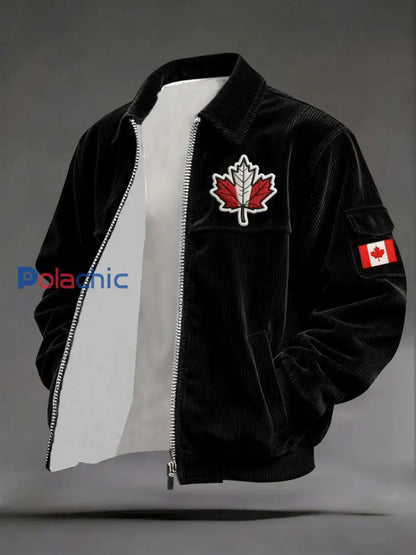 Manteau décontracté imprimé CANADA pour homme Noir / S