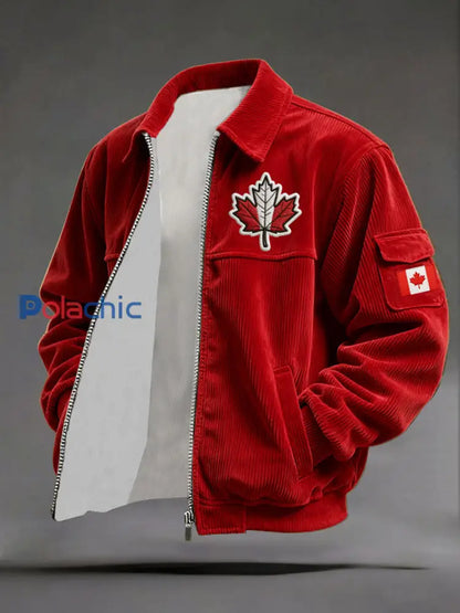 Manteau décontracté imprimé CANADA pour homme Rouge / S