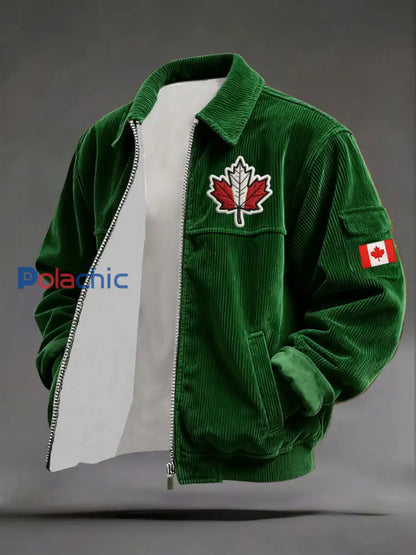 Manteau décontracté imprimé CANADA pour homme Vert / S