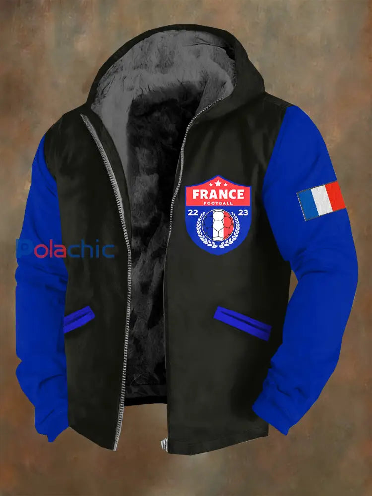 Manteau décontracté rétro imprimé football français As picture / S