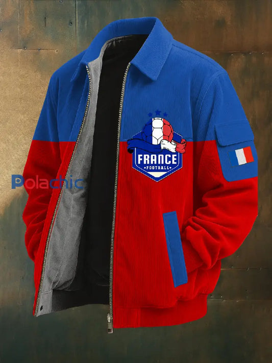Manteau décontracté rétro imprimé football français As picture / S