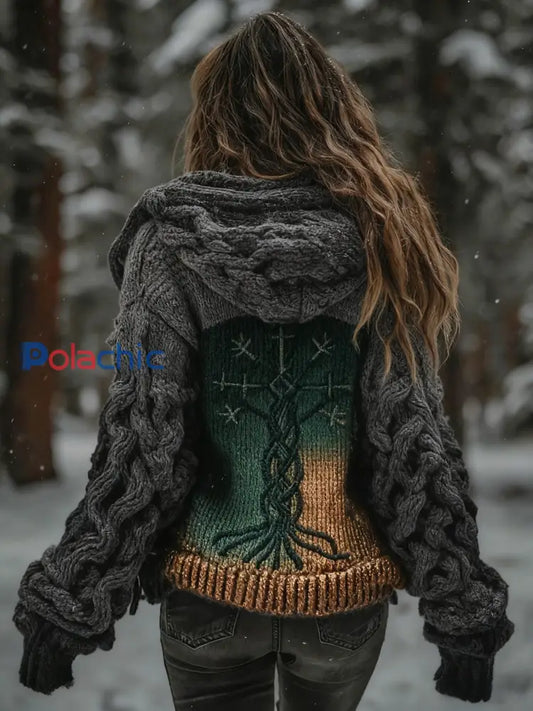 Manteau en tricot Viking Vegvisir Cardigan Femme Gris / S