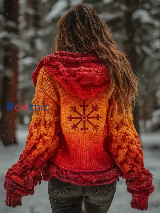 Manteau en tricot Viking Vegvisir Cardigan Femme Orange / S