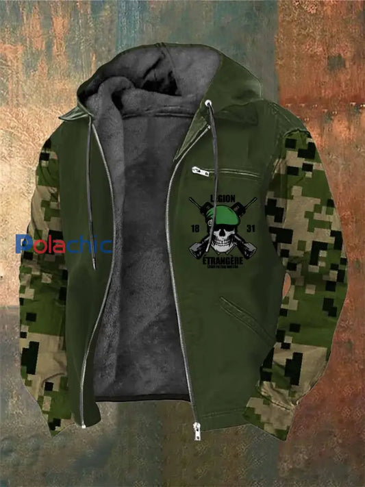Manteau Vintage Régiment Étranger Français Imprimé À Capuche comme image / S