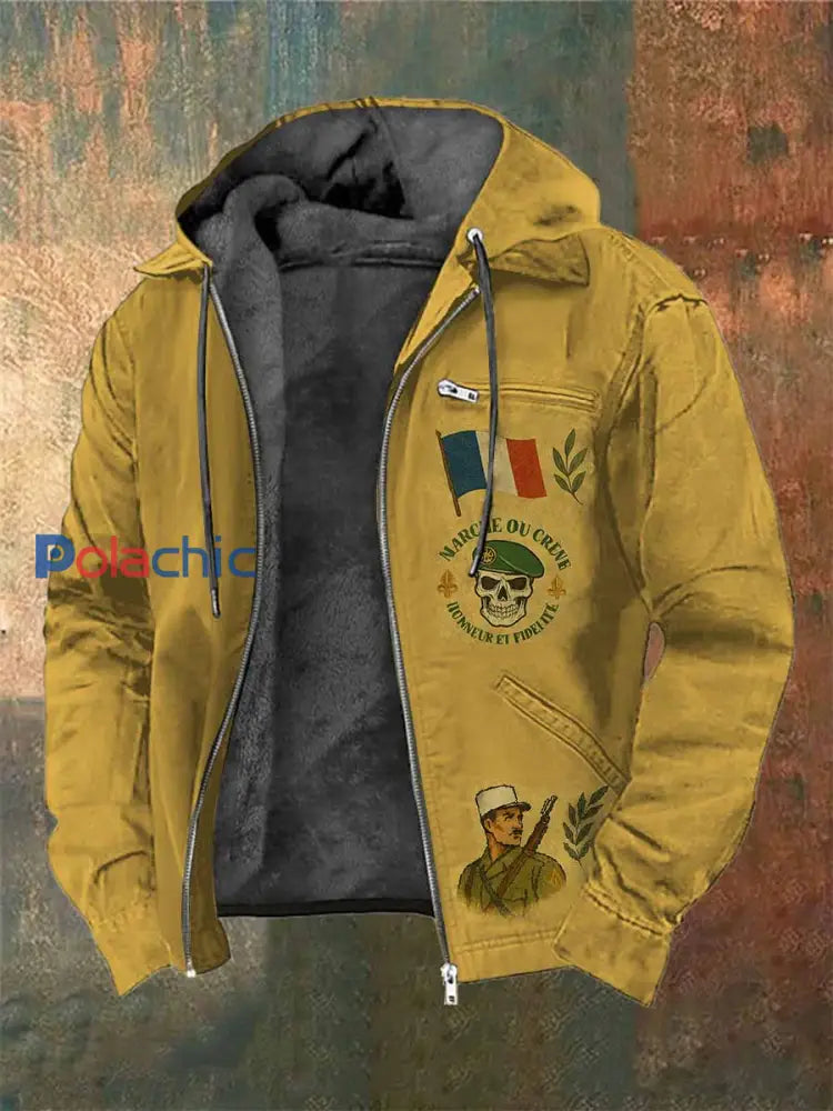 Manteau Vintage Régiment Étranger Français Imprimé À Capuche comme image / S
