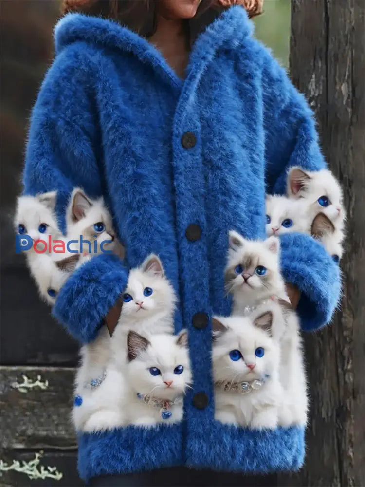 Manteaux Flannel Cat Print Femme comme image / S