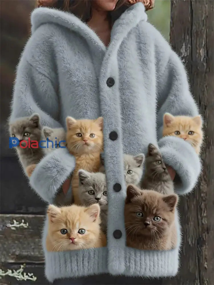 Manteaux Flannel Cat Print Femme comme image / S