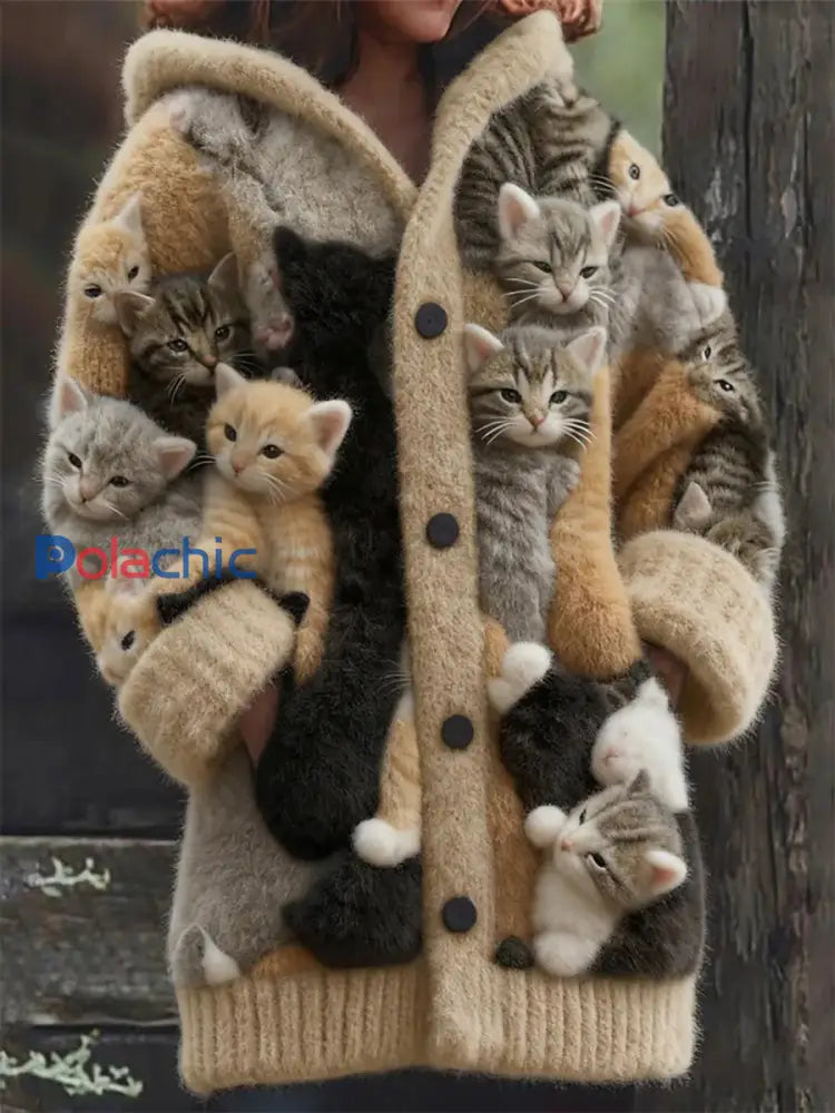 Manteaux Flannel Cat Print Femme comme image / S