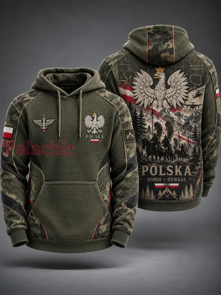 Męska bluza wojskowa w stylu polskim oversize z opuszczonymi ramionami i kieszeniami - A / S