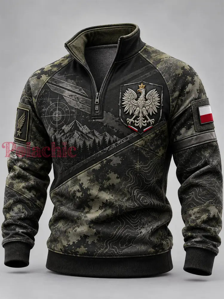 Męska bluza wojskowa z Polski z zamkiem błyskawicznym i kapturem - A / S