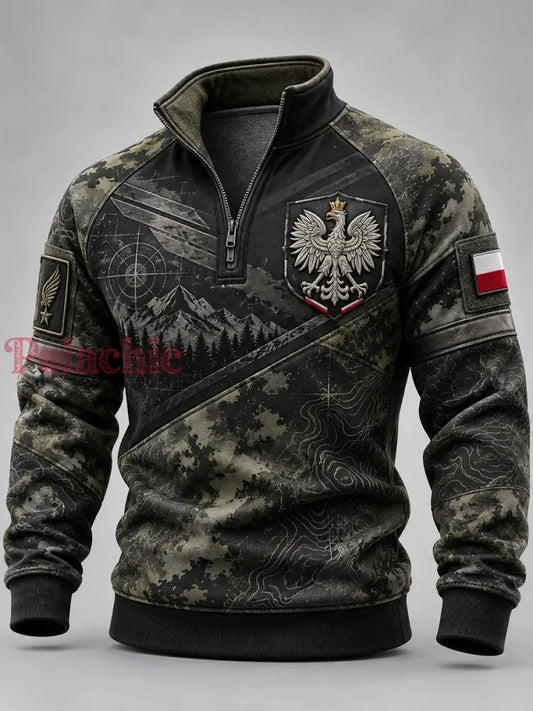 Męska bluza wojskowa z Polski z zamkiem błyskawicznym i kapturem - A / S