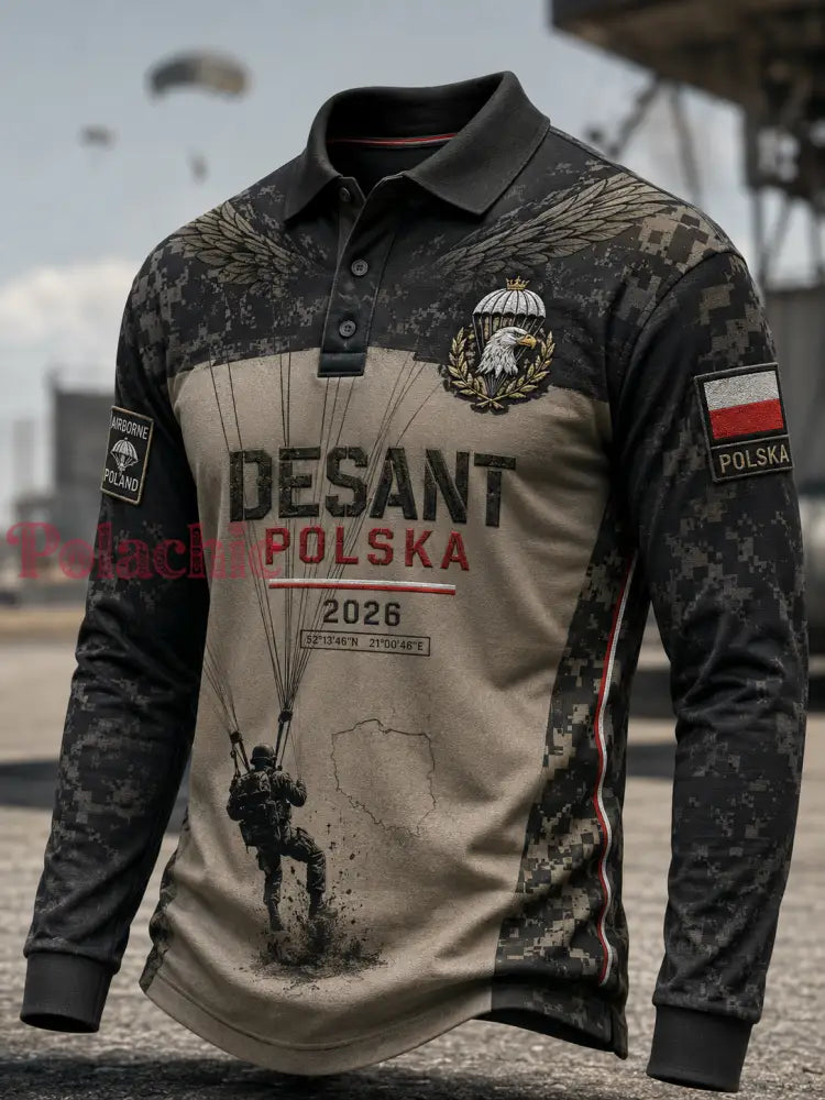 Męska koszula wojskowa polskich sił zbrojnych z długim rękawem - A / S