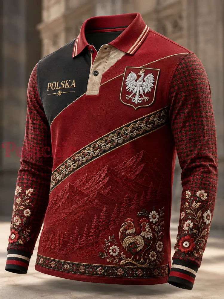 Męska koszula z długim rękawem z Polską - A / S