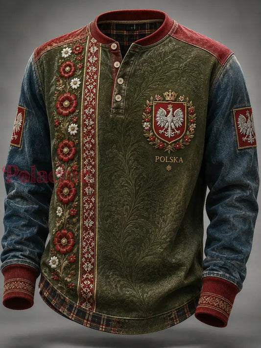 Męska koszulka z guzikami w stylu casual Polska - A / S
