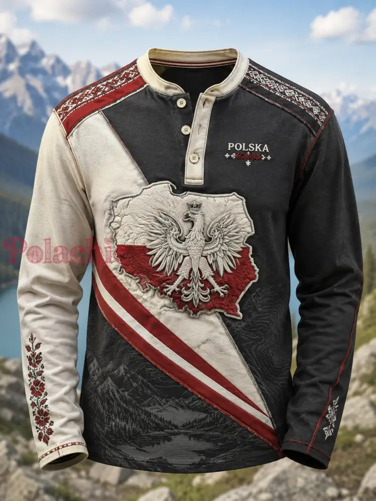 Męska koszulka z guzikami w stylu casual Polska - A / S