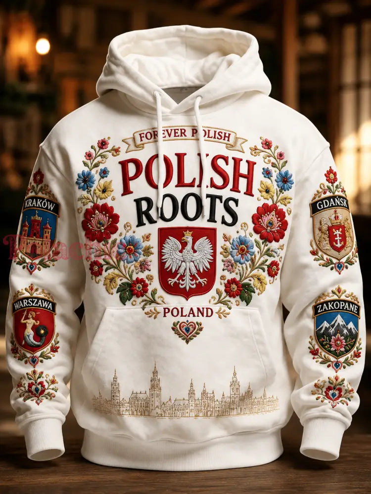 Męska polska bluza z kapturem o oversized kroju i opadających ramionach z kieszeniami - A / S