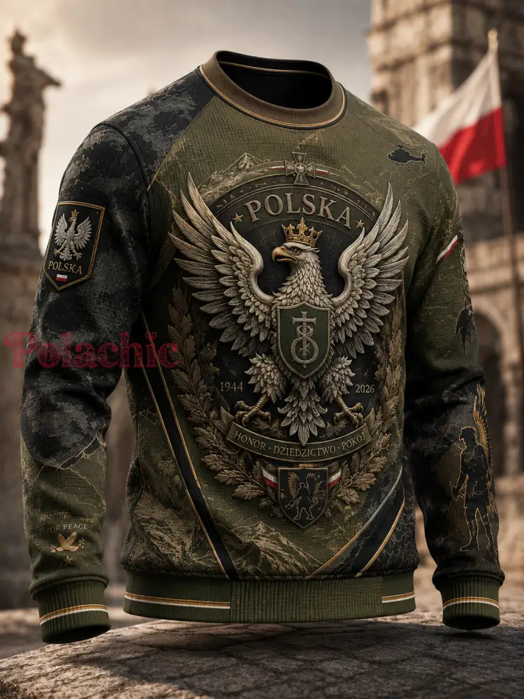 Męska polska kultura wojskowa Wafel z długim rękawem T-Shirt - A / S