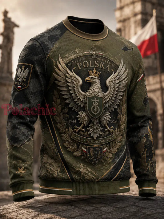Męska polska kultura wojskowa Wafel z długim rękawem T-Shirt - A / S