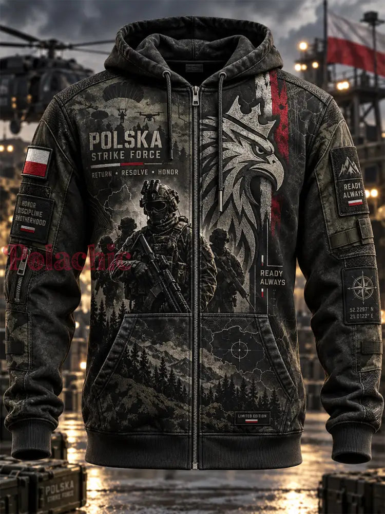 Męska polska kurtka wojskowa z kapturem i zamkiem - A / S