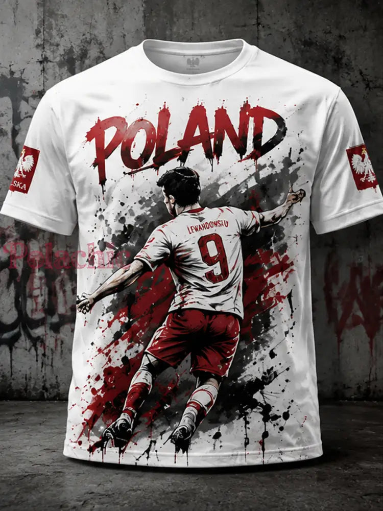 Męska polska piłka nożna Wzorzysta koszulka - Biały / S
