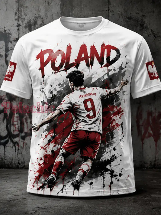 Męska polska piłka nożna Wzorzysta koszulka - Biały / S