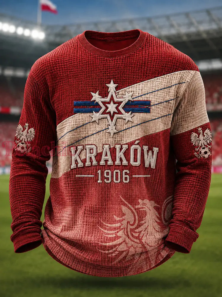 Męski koszulka kibica piłkarskiego z Krakowa Koszulka o waflowej fakturze - Jak na zdjęciu / S