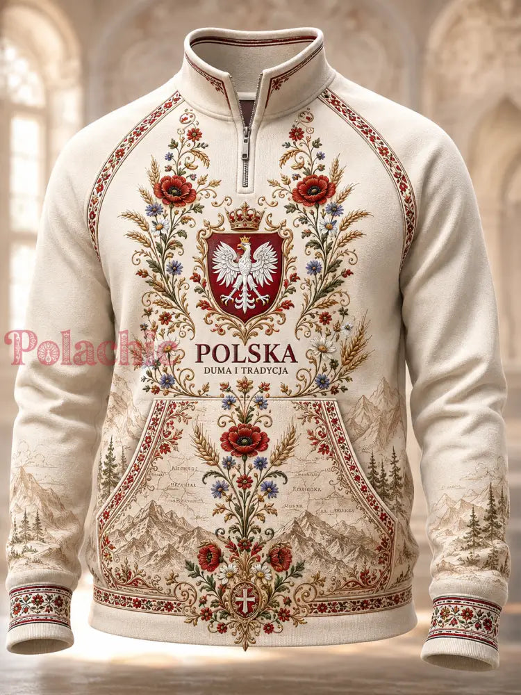 Męski polski bluza z półzapinany­m kołnierzem stójką - A / S