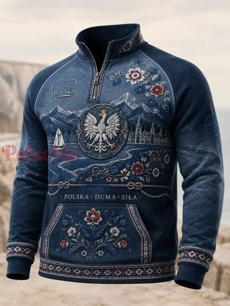 Męski polski bluza z półzapinany­m kołnierzem stójką - A / S