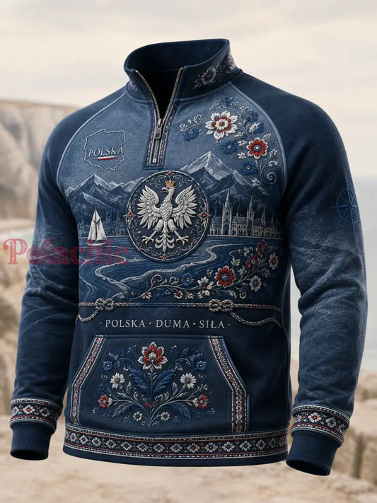 Męski polski bluza z półzapinany­m kołnierzem stójką - A / S