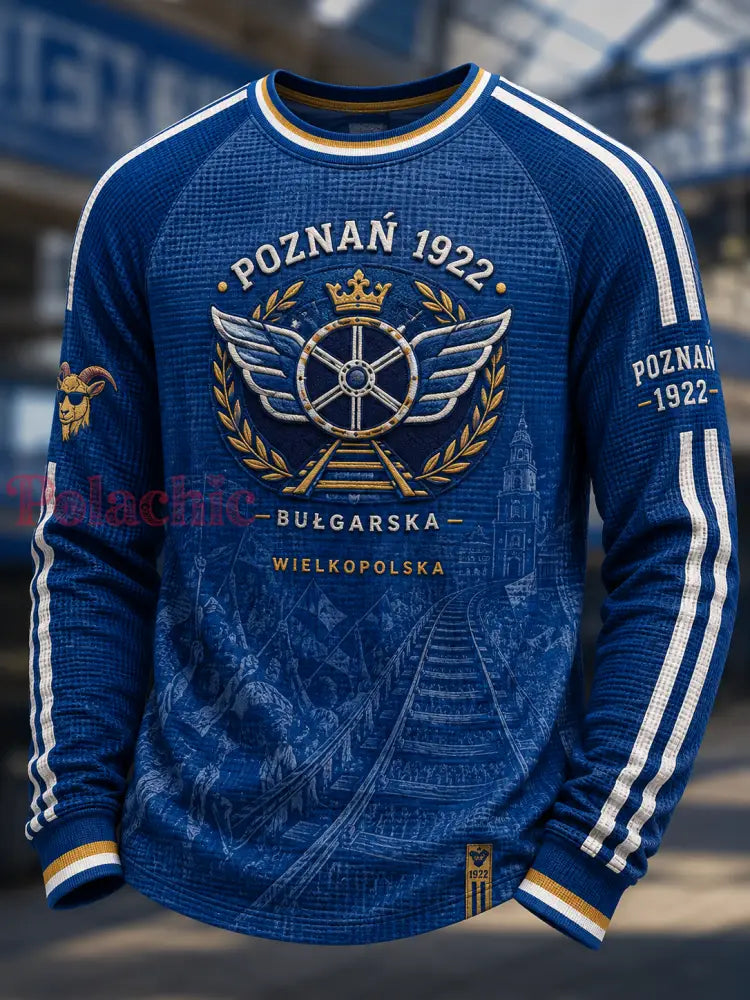 Męski polski koszykarski t-shirt z warkoczykowym wzorem i długim rękawem - A / S