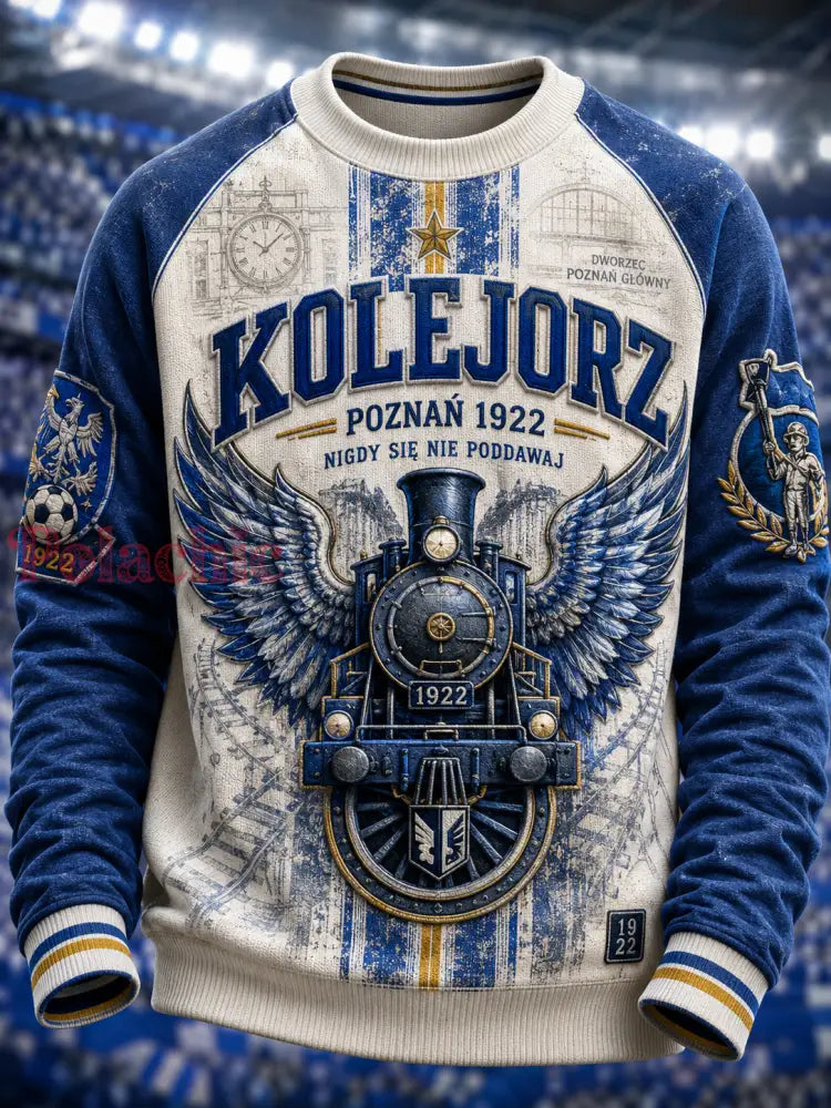 Męski polski t-shirt z waflem na długi rękaw z motywem piłkarskim - A / S