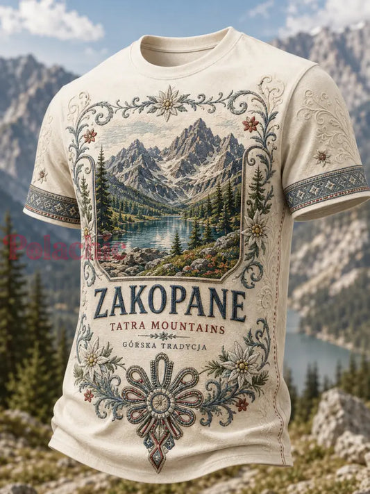 Męski Polski Zakopane Mountain Folk Festival Koszulka z krótkim rękawem - A / S
