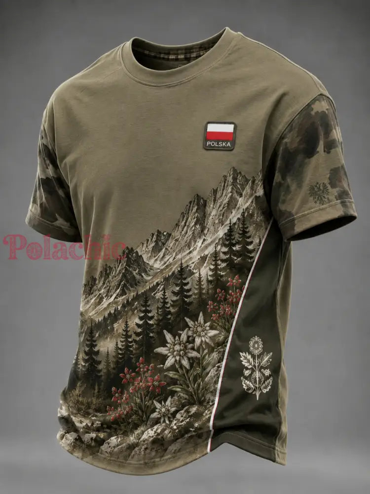 Męski t-shirt wojskowy polskich sił zbrojnych z krótkim rękawem - A / S