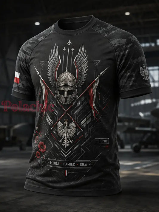 Męski t-shirt wojskowy polskich sił zbrojnych z krótkim rękawem - A / S