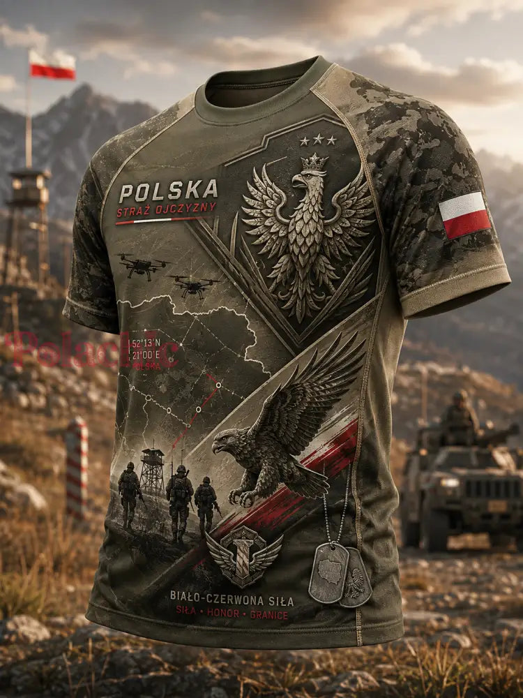 Męski t-shirt wojskowy polskich sił zbrojnych z krótkim rękawem - A / S