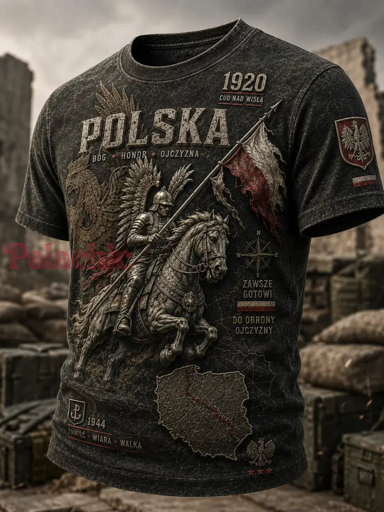 Męski t-shirt wojskowy polskich sił zbrojnych z krótkim rękawem - A / S