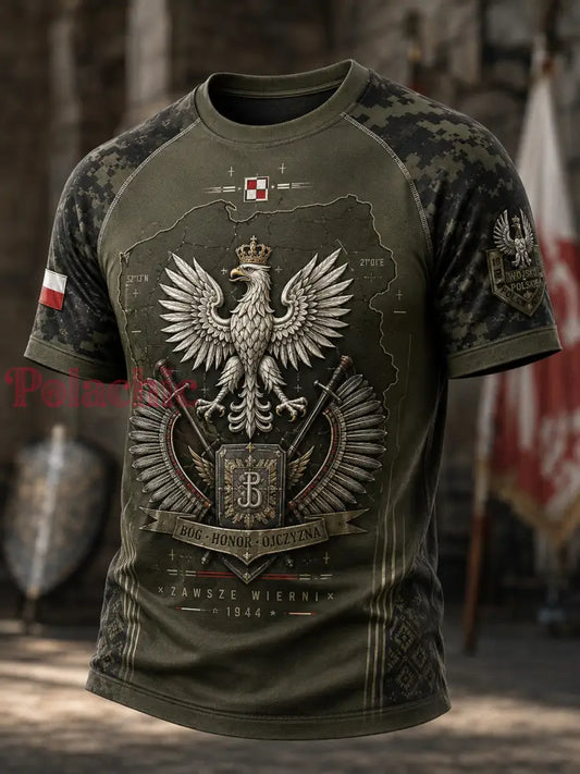 Męski t-shirt wojskowy polskich sił zbrojnych z krótkim rękawem - A / S