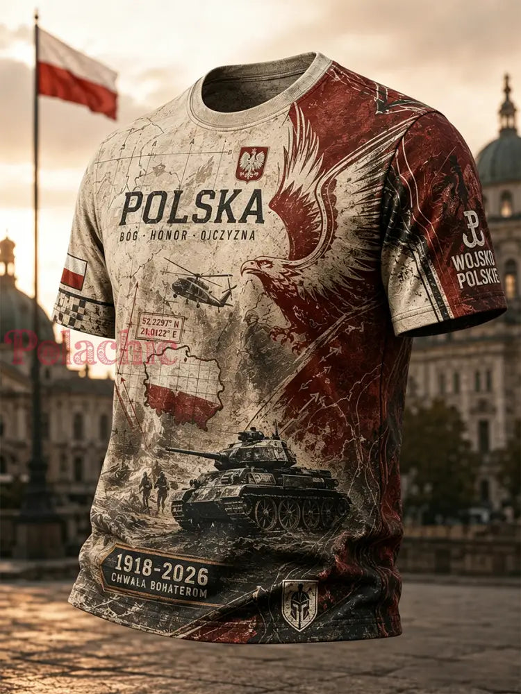 Męski t-shirt wojskowy polskich sił zbrojnych z krótkim rękawem - A / S