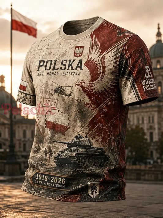 Męski t-shirt wojskowy polskich sił zbrojnych z krótkim rękawem - A / S