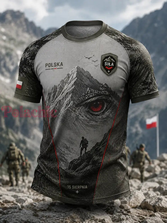 Męski t-shirt wojskowy polskich sił zbrojnych z krótkim rękawem - A / S