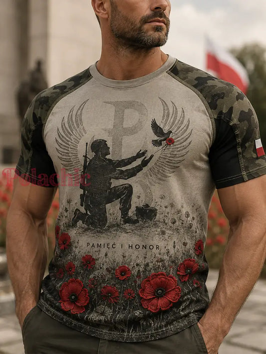 Męski t-shirt wojskowy polskich sił zbrojnych z krótkim rękawem - A / S