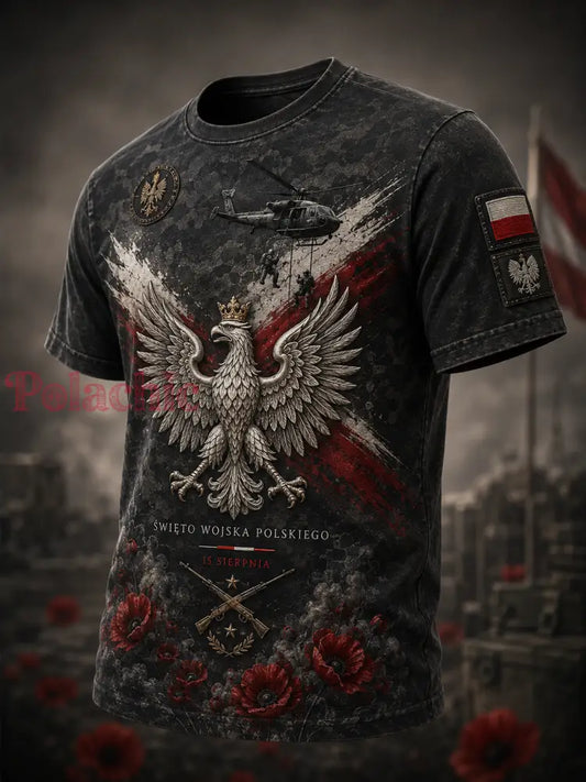 Męski t-shirt wojskowy polskich sił zbrojnych z krótkim rękawem - A / S