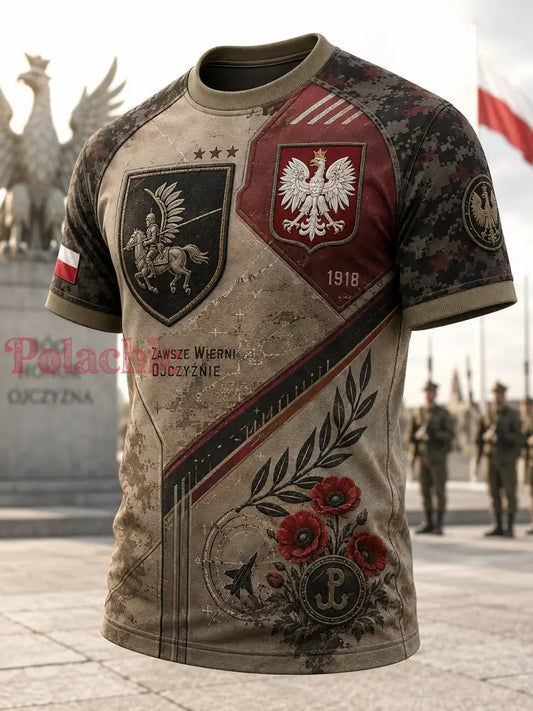 Męski t-shirt wojskowy polskich sił zbrojnych z krótkim rękawem - A / S