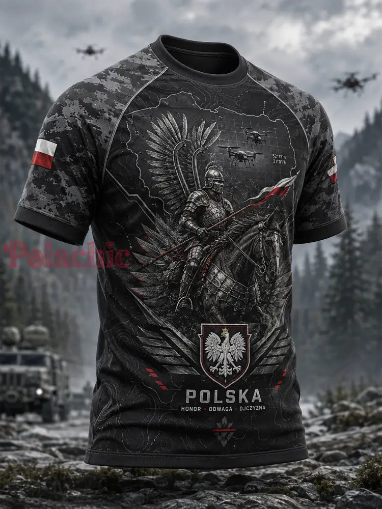 Męski t-shirt wojskowy polskich sił zbrojnych z krótkim rękawem - A / S